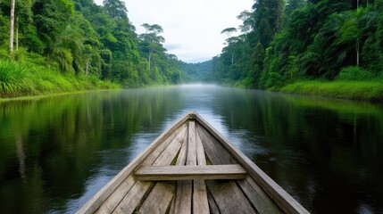 Fototapeta premium Calm river journey through dense jungle