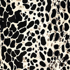 Stylized animal print with jaguar spots, sleek, modern, and monochromatics. Seamless Pattern, Vector Illustration.