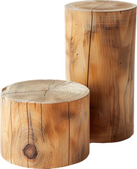 Natural wood stools in warm tones