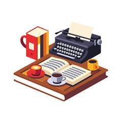 Typewriter-Book-Coffee-Writing-Illustration