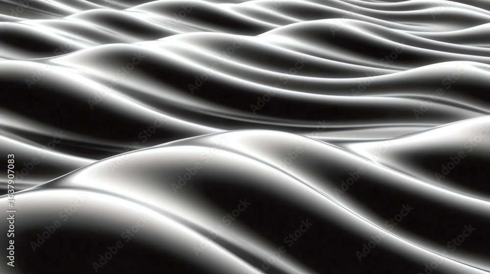 Poster abstract metallic waves flowing with light and shadow creates dynamic texture