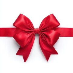 Fototapeta premium A beautiful red bow and ribbon on white background
