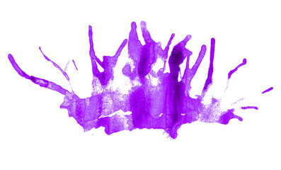 Purple watercolor splash with dynamic splash effect on transparent background. Watercolor brush.