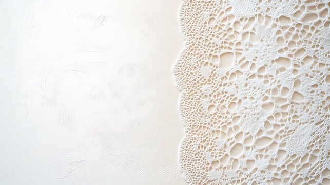White Lace on Beige Background.
