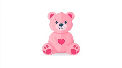 Flat design pink bear icon in a centered layout, surrounded by negative space