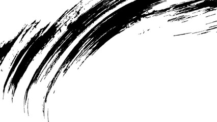 Black ink brush stroke on white background. Abstract grunge background. Black paint isolated on white background.	