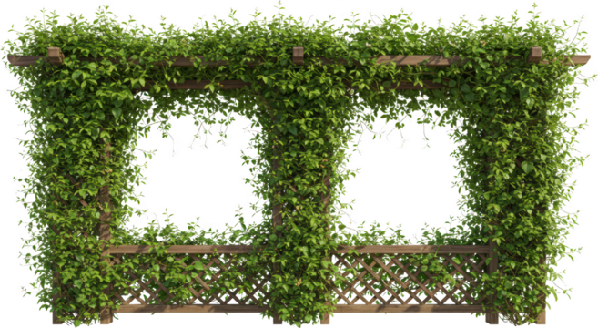 Lush Green Vine Covered Wooden Pergola with Lattice Panels Ideal for Garden Design