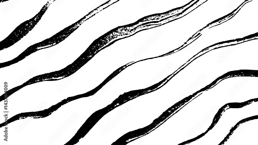 Aufkleber black flowing wave lines on white transparent background. technology abstract lines on white backgro