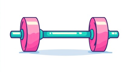 Obraz premium Pink dumbbell, fitness, gym, workout, exercise, vector illustration, white background, healthy lifestyle