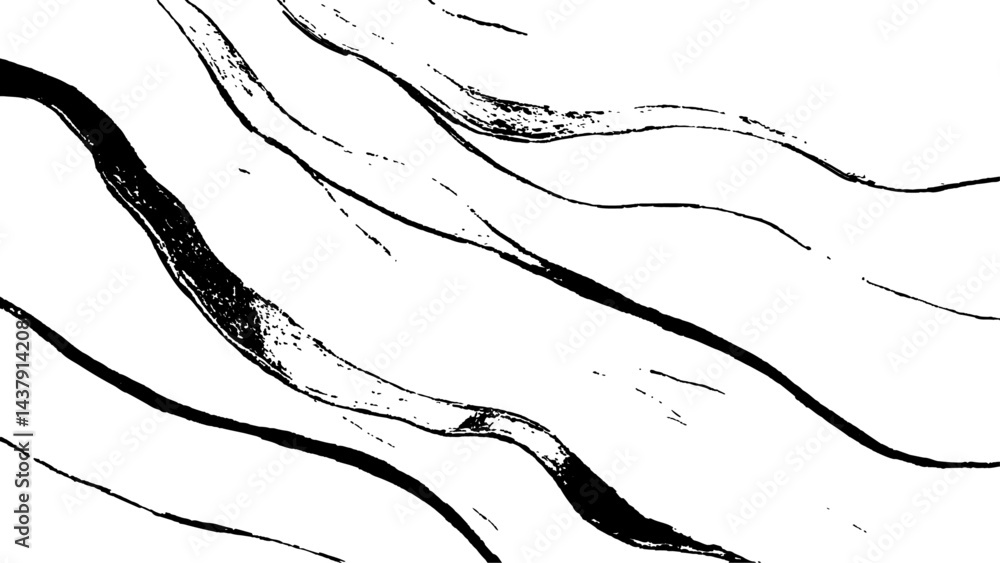 Aufkleber black flowing wave lines on white transparent background. technology abstract lines on white backgro