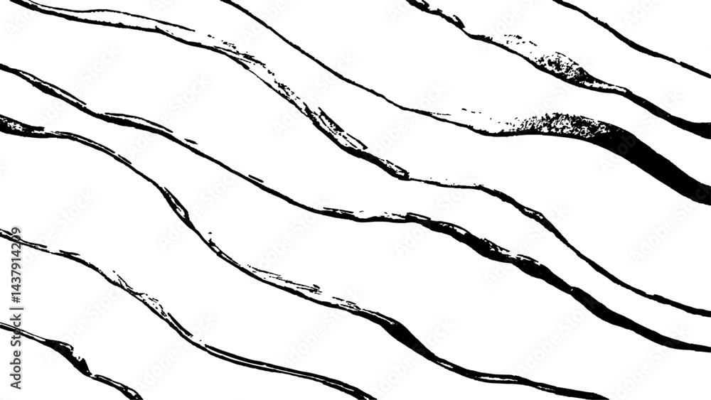 Aufkleber black flowing wave lines on white transparent background. technology abstract lines on white backgro