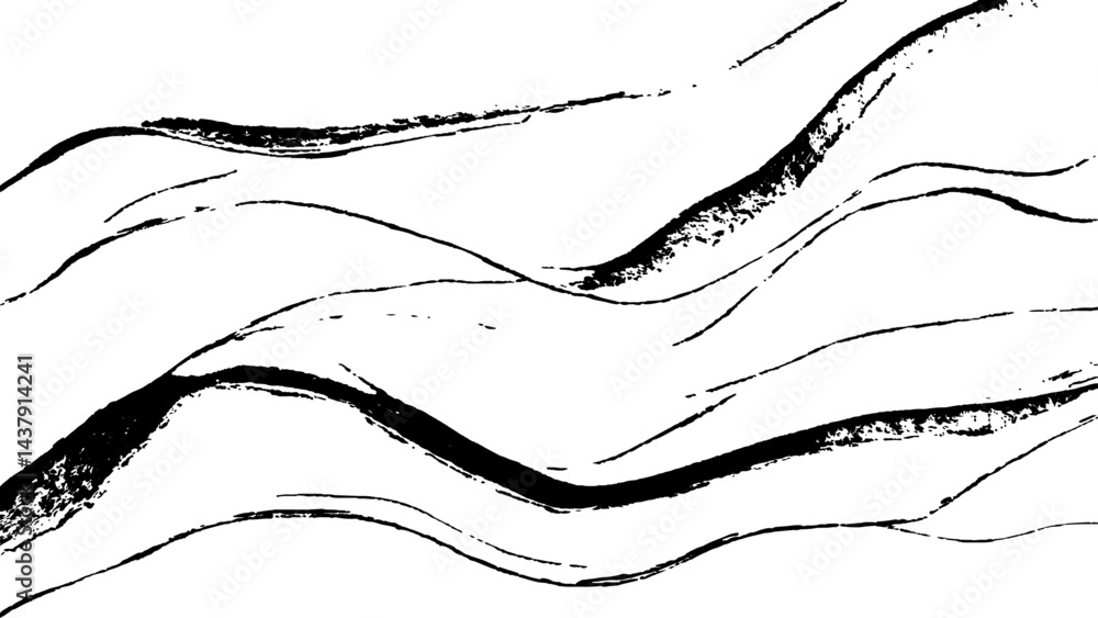 Aufkleber black flowing wave lines on white transparent background. technology abstract lines on white backgro