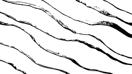 Black flowing wave lines on white transparent background. Technology abstract lines on white background.  Technology, data science, geometric border pattern. Isolated on white background. Vector 