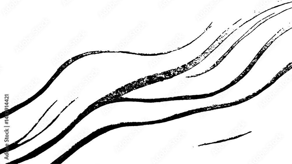 Aufkleber black flowing wave lines on white transparent background. technology abstract lines on white backgro