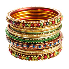 Colorful Indian Bangles A Stunning Collection isolated on transparent background
