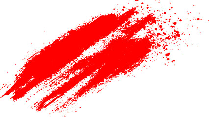 Abstract red paint splatter on white background. Stylish, grunge with a rough, worn look in dust and scratches on a white background. Brush strokes, stain grunge isolated on white background,