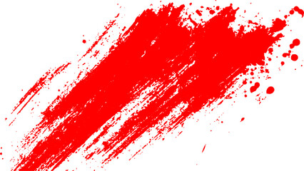 Abstract red paint splatter on white background. Stylish, grunge with a rough, worn look in dust and scratches on a white background. Brush strokes, stain grunge isolated on white background,