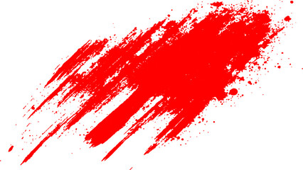 Abstract red paint splatter on white background. Stylish, grunge with a rough, worn look in dust and scratches on a white background. Brush strokes, stain grunge isolated on white background,