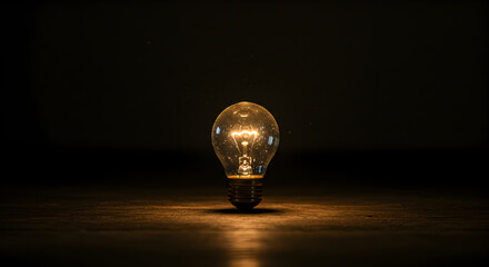 Illuminating Idea: A Vintage Light Bulb Radiating Brilliance in the Dark