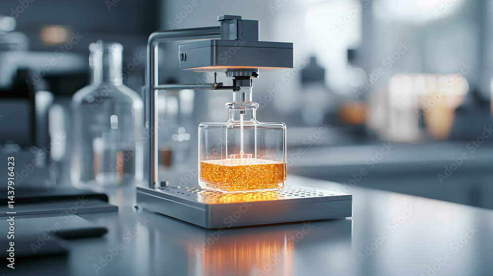 Aufkleber a laboratory setup with scientific equipment processing liquid in a controlled environment. it is su