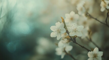 Delicate White Blossoms Spring Branch Peaceful Nature