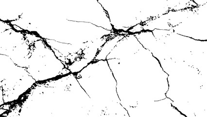 Vector grunge cracked texture style with cracked texture isolated on white background. Cracks concrete wall texture white and black. Grungy, grunge effect, grunge texture, dry land crack effect,	