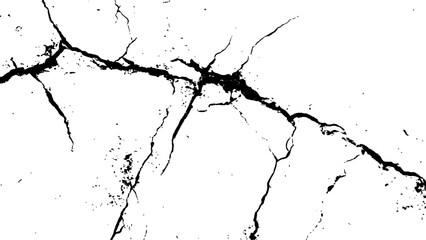 Vector grunge cracked texture style with cracked texture isolated on white background. Cracks concrete wall texture white and black. Grungy, grunge effect, grunge texture, dry land crack effect,	