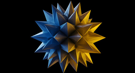 Geometric Shape in Blue and Yellow Colors On a Black Background