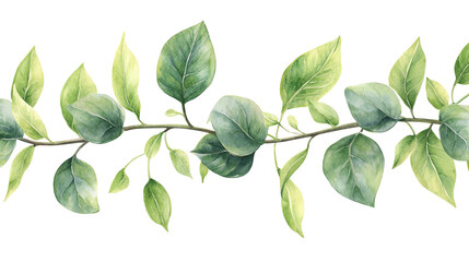 Fototapeta premium A beautiful vine with lush, green leaves, captured in high detail. Perfect for nature-themed projects, illustrating growth and natural beauty.