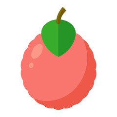 Lychee with half peeled isolated on white background.