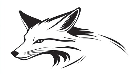 Obraz premium Arctic fox head profile, wildlife art, white background, nature illustration, logo design