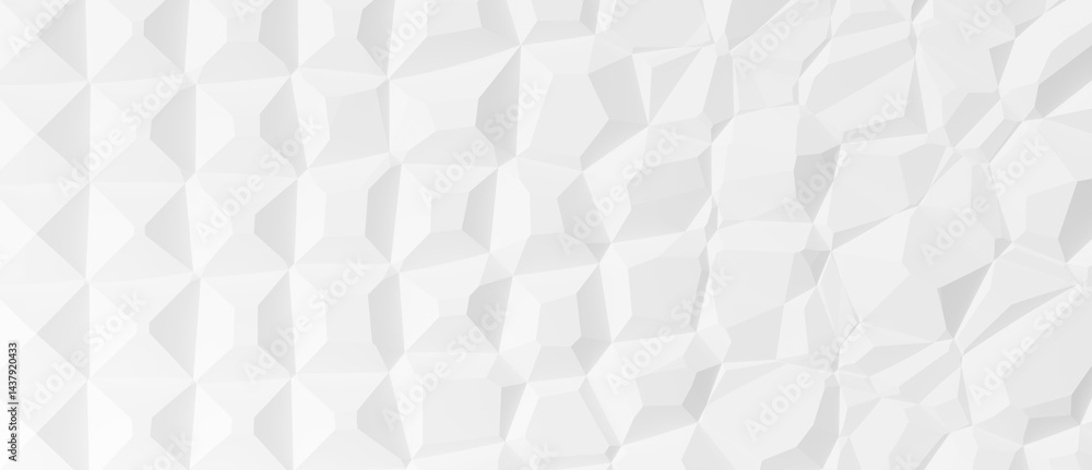 Poster white pyramid grid transforming into irregular polygon shapes geometry background wallpaper banner, 