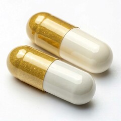 Luxury Gold and White Capsules – Premium Medicine and Supplement Concept