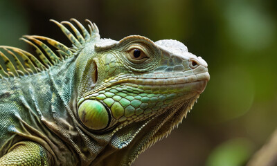 Obraz premium A close-up shot of a small reptile sitting on a wooden branch, showcasing its texture and patterns