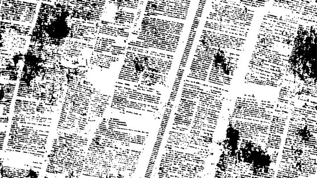 Newspaper with old grunge vintage unreadable paper texture background. Vector white and black newspaper paper grunge vintage old aged texture. 
