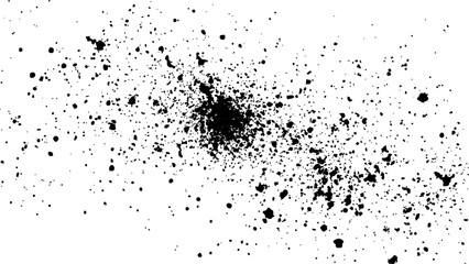 Dirt dust texture isolated on white background, top view. Black dust with effect fragments explosion isolated on white background and texture, 