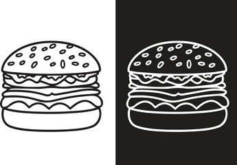 fast food burger icon line art vector illustration