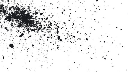 Dirt dust texture isolated on white background, top view. Old dusty grain film overlay. Scratched dotted texture. 