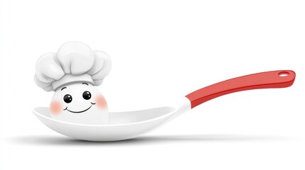 Cute chef egg in a spoon