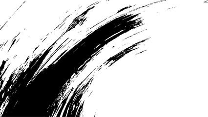 Black ink brush stroke on white background. Abstract grunge background. Black paint isolated on white background.	