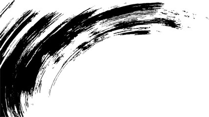 Black ink brush stroke on white background. Abstract grunge background. Black paint isolated on white background.	