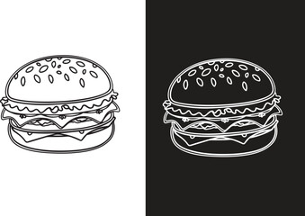 burger icon line art vector illustration