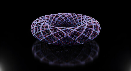 Complex Lattice Structure Reflecting on a Glossy Surface in Dark Background