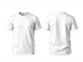 Blank T Shirt color white template front and back view on white background