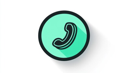 Fototapeta premium Green phone icon, contact us, website button, white background, app design