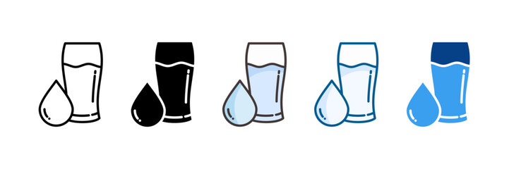 Glass Of Water Icon Set Multiple Style Collection