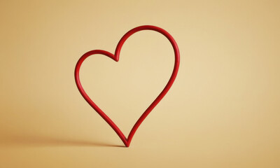 A red heart shaped object sits on a bright yellow background, making it easy to grab attention