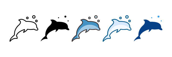 Dolphin Icon Set Multiple Style Collection