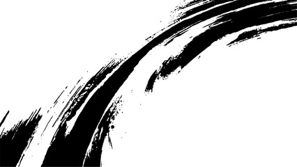 Vector grunge texture. Black paint isolated on white background. Black brush strokes sweep across a pristine white background,	