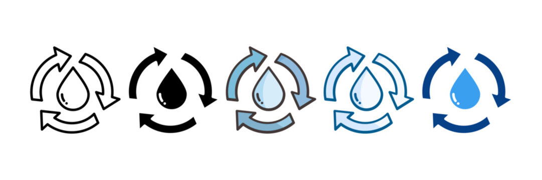 Water Recicle Icon Set Multiple Style Collection